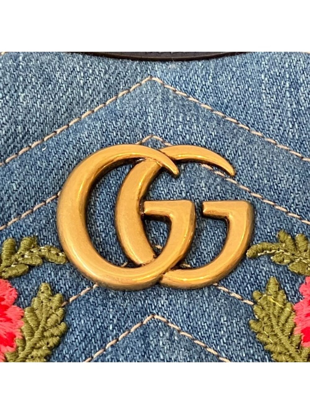 Gucci GG Marmont Denim Makeup Pouch Blue Pre Owned - Picture 8 of 13